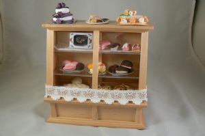 12th Scale Pine Cake Display Counter with Cakes